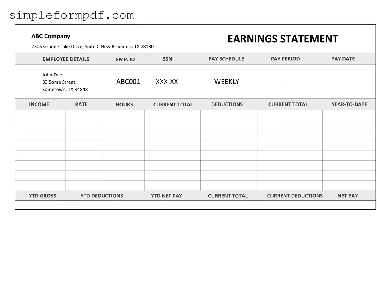 Independent Contractor Pay Stub PDF Form