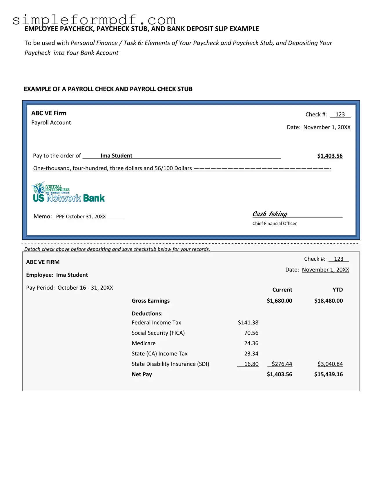 Payroll Check PDF Form
