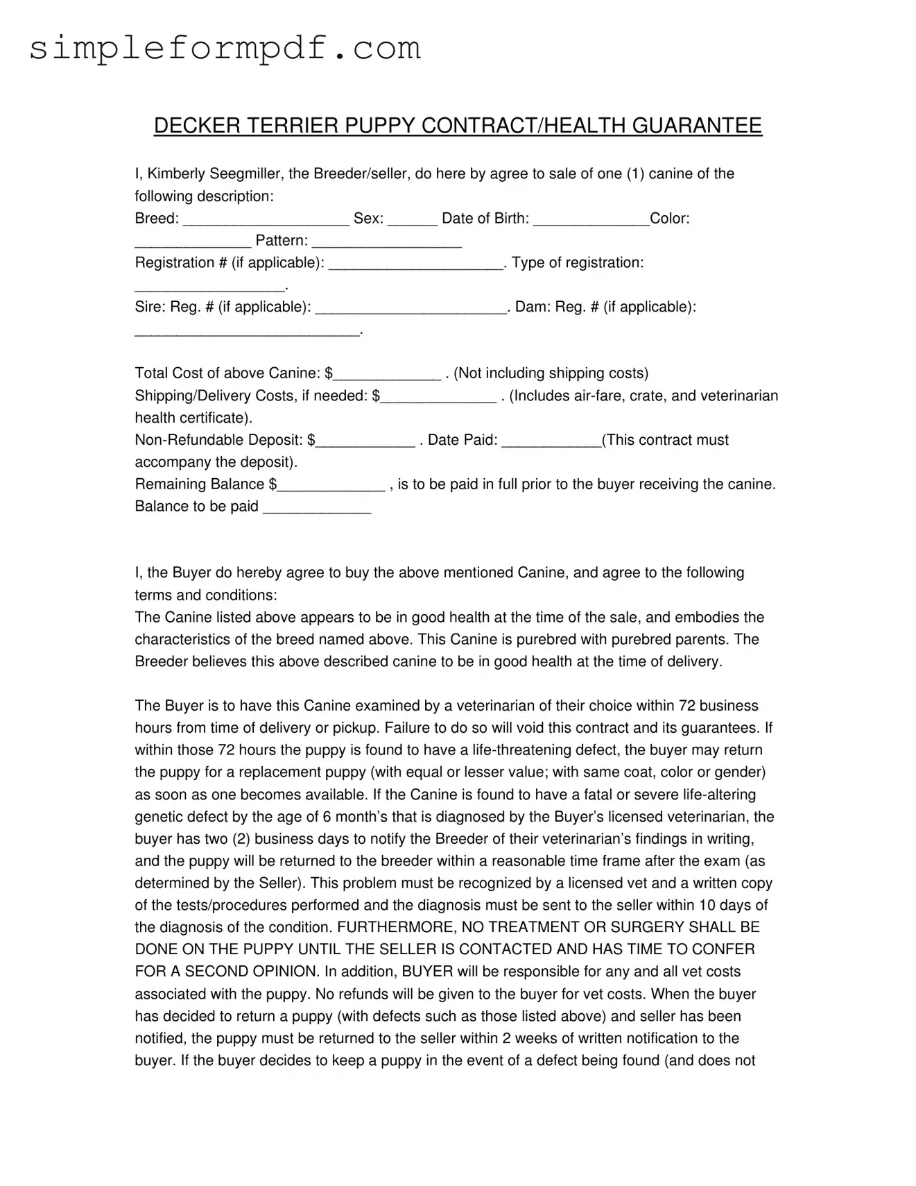 Health Guarantee PDF Form