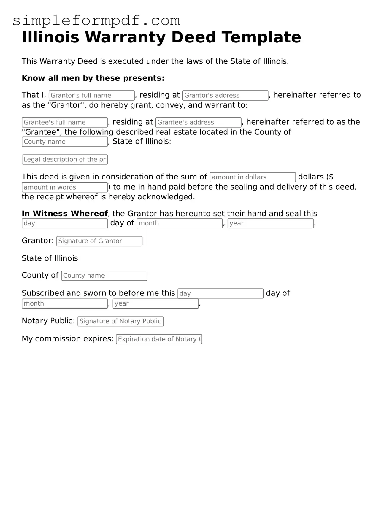 Free Deed Form for the State of Illinois