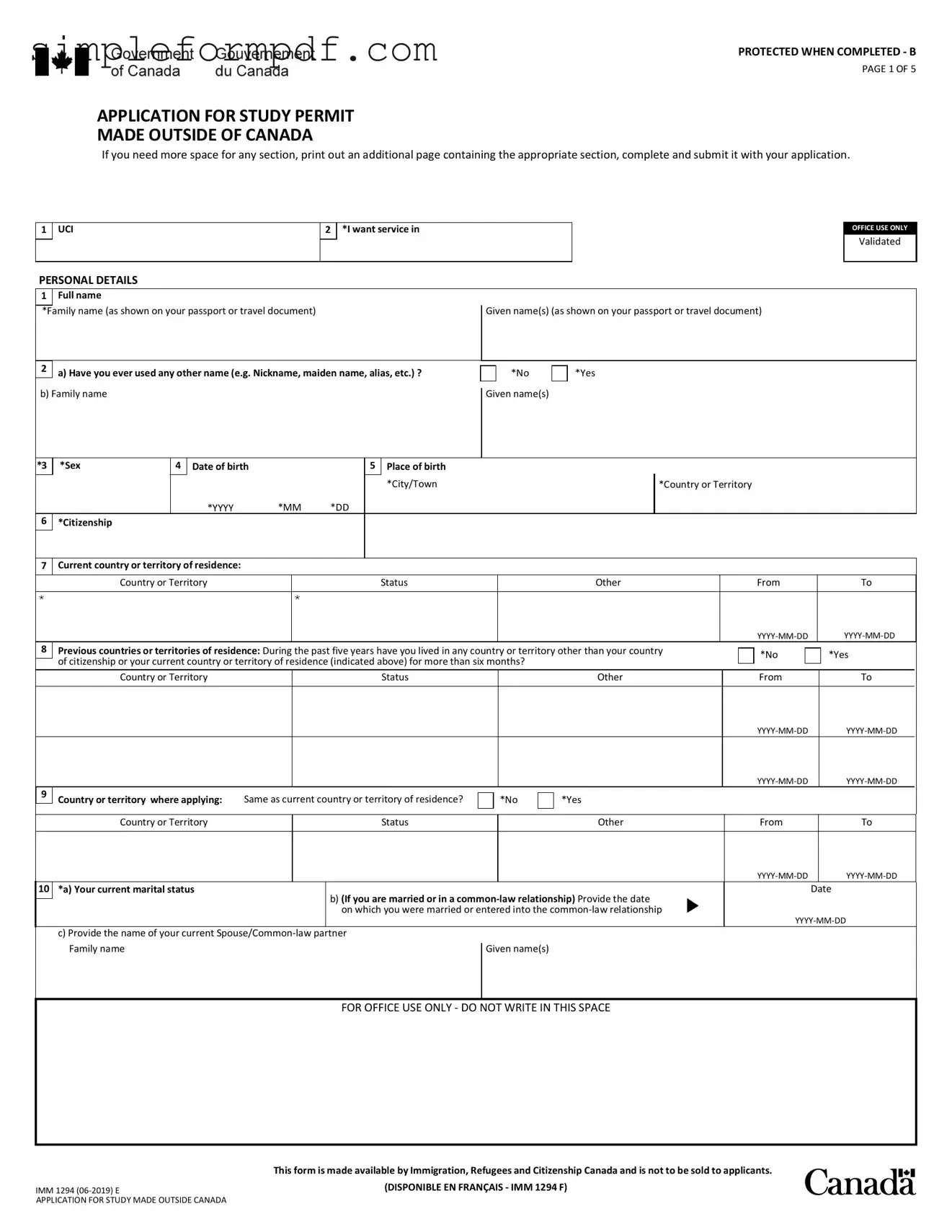Imm 1294 PDF Form