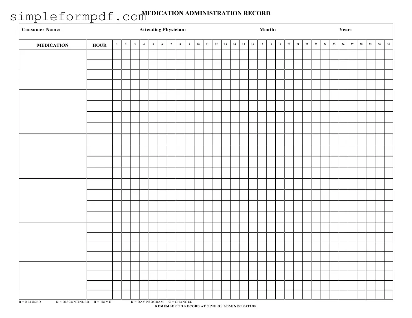 Medication Administration Record Sheet PDF Form
