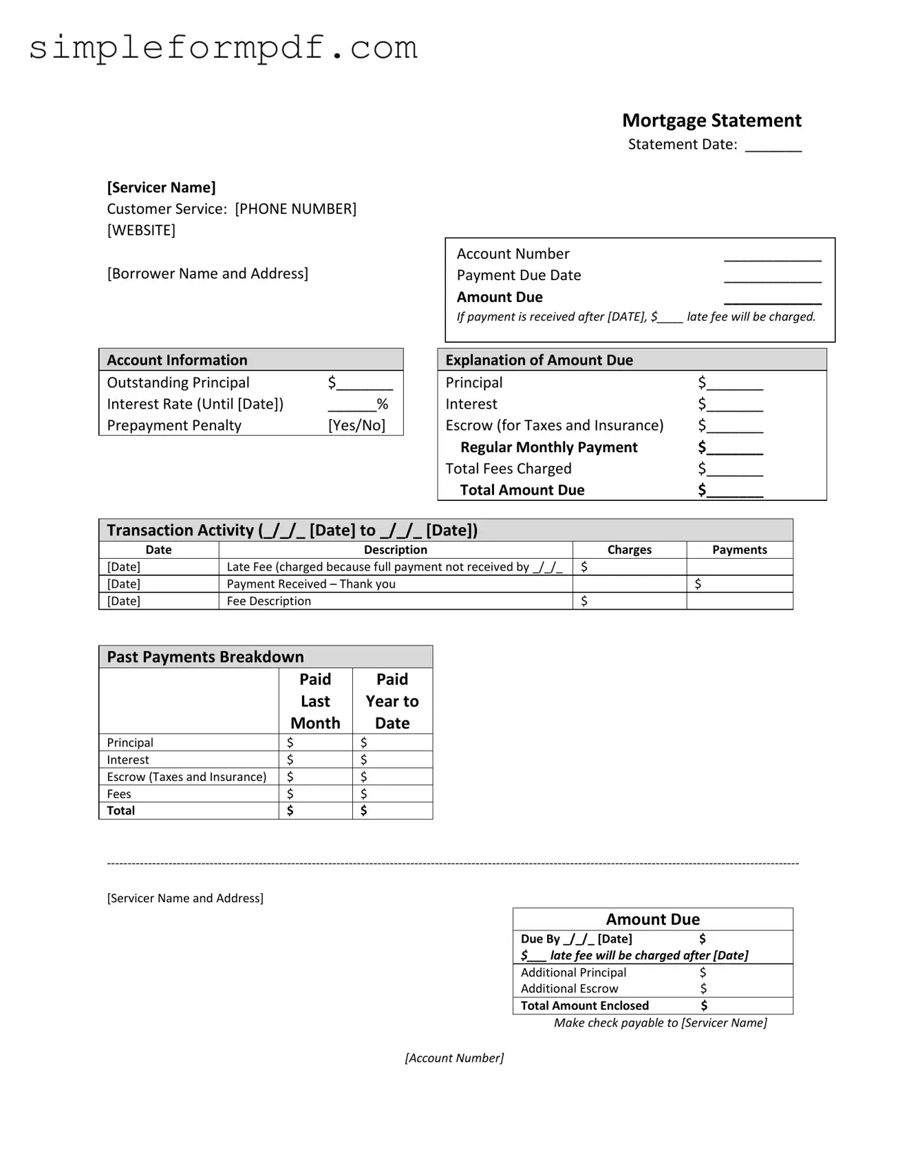 Mortgage Statement PDF Form