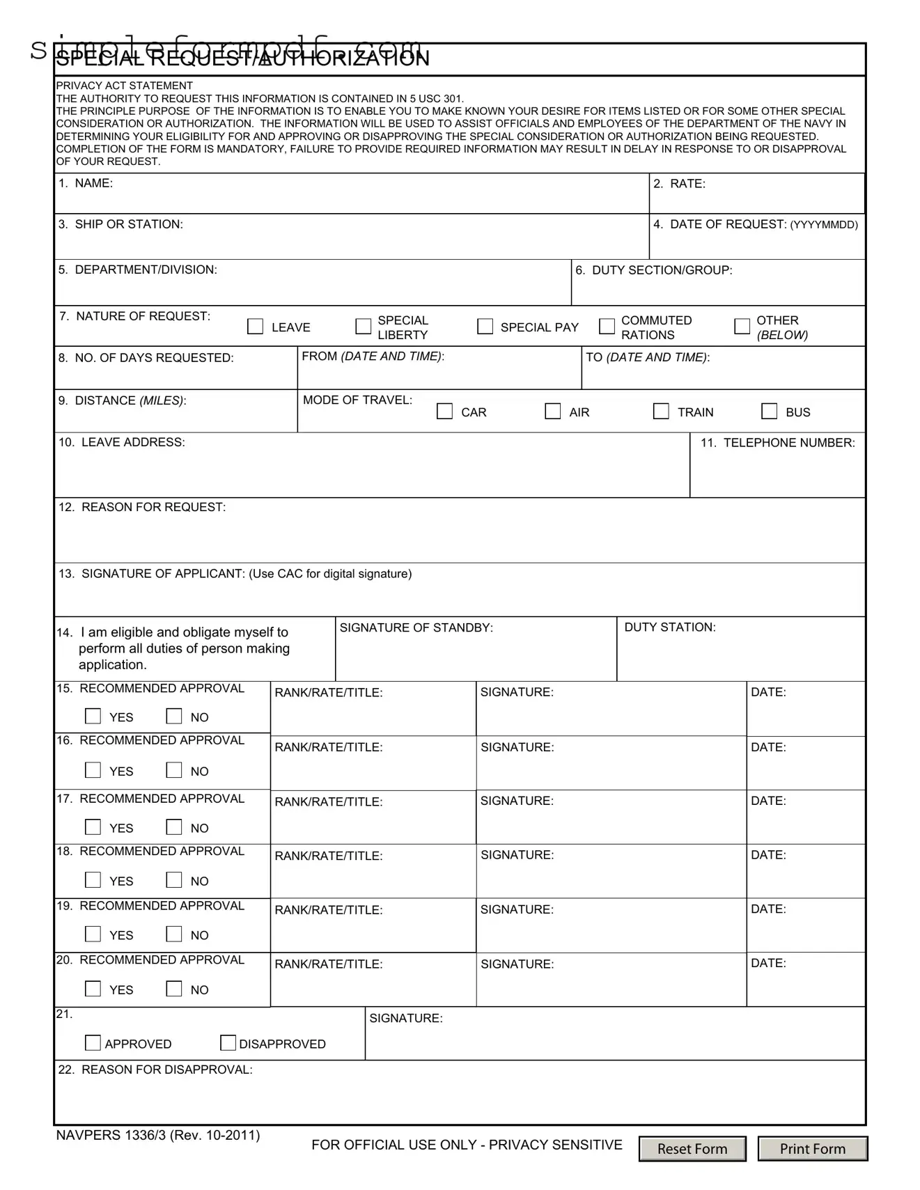 Navpers 1336 3 PDF Form