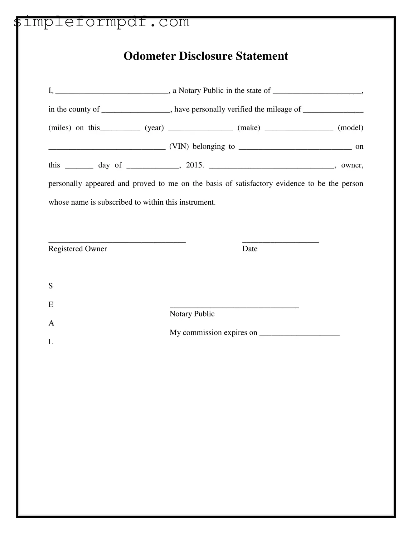 Notarized Odometer Statement PDF Form