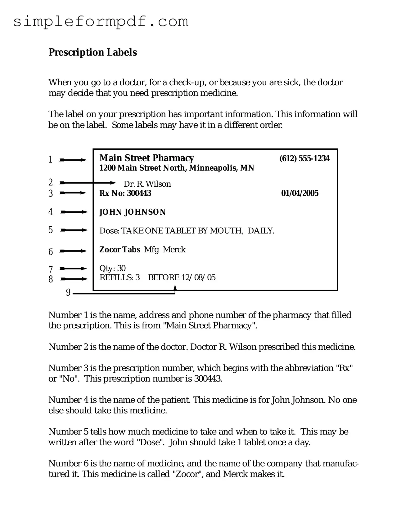 Prescription Label PDF Form