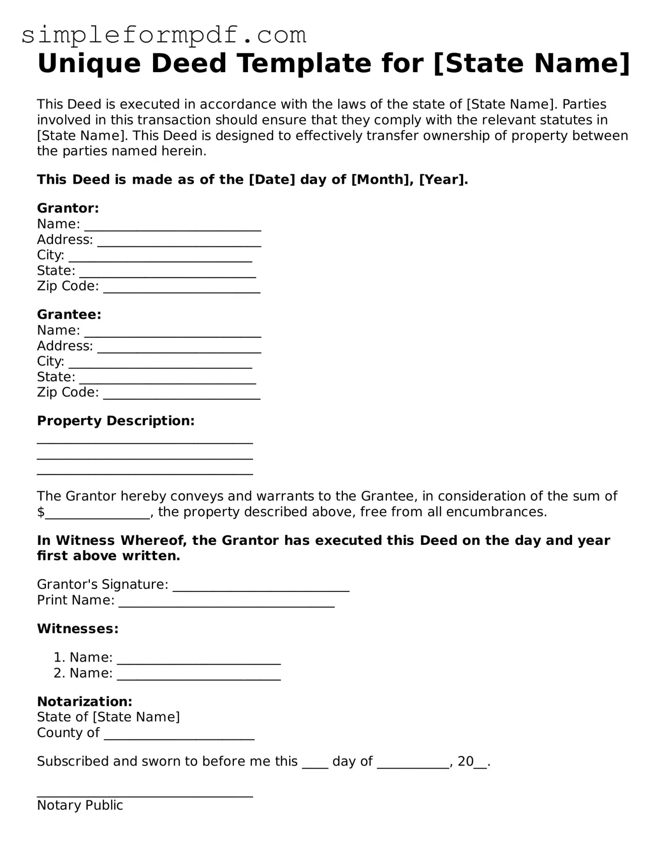 Fillable Deed Template