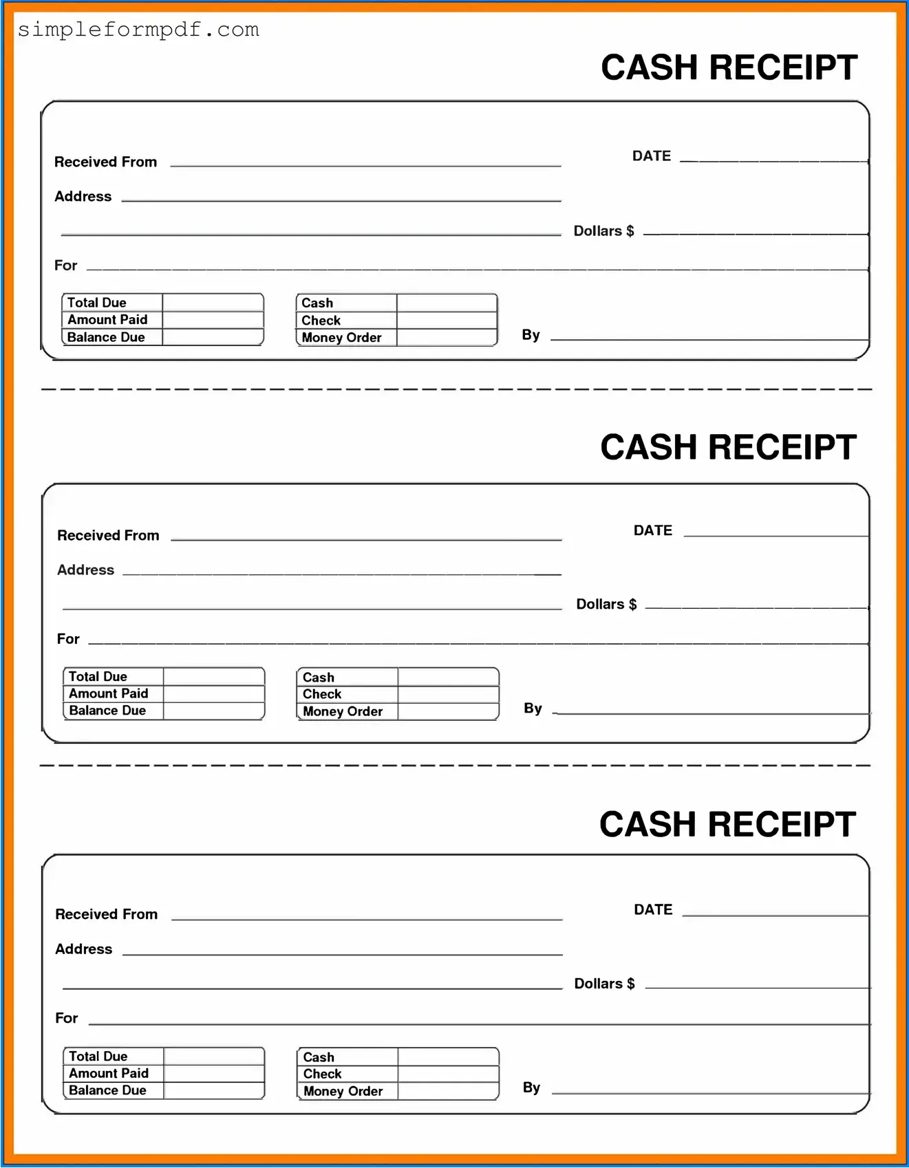 Cash Receipt PDF Form