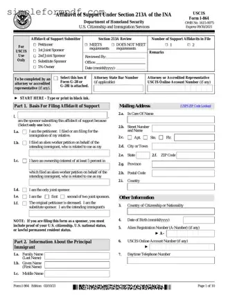 USCIS I-864 PDF Form
