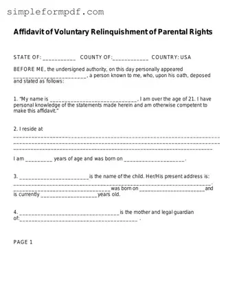 Affidavit Parental Rights PDF Form
