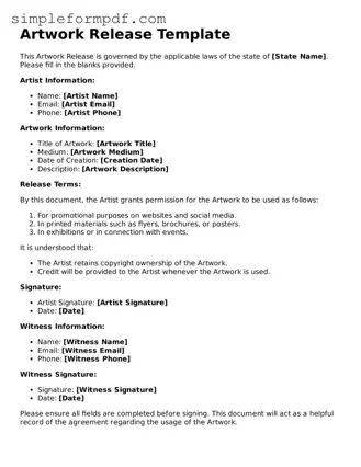 Fillable Artwork Release Template