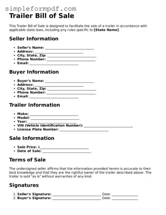 Fillable Trailer Bill of Sale Template