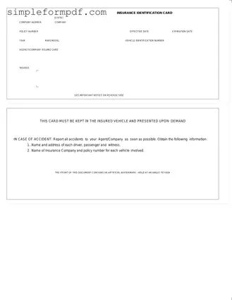 Auto Insurance Card PDF Form