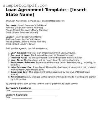 Fillable Loan Agreement Template