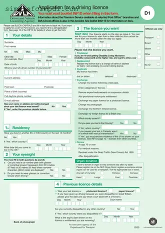 D1 Dvla PDF Form