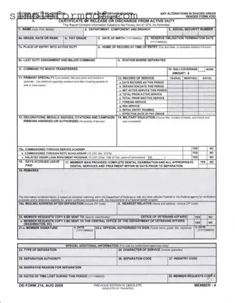Dd 214 PDF Form