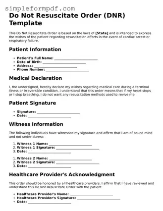 Fillable Do Not Resuscitate Order Template