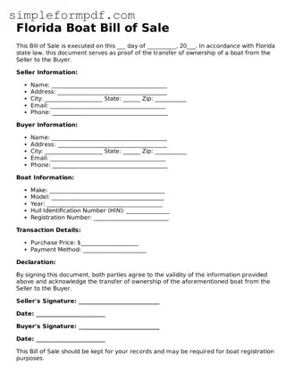 Free Boat Bill of Sale Form for the State of Florida