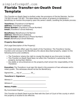 Free Transfer-on-Death Deed Form for the State of Florida