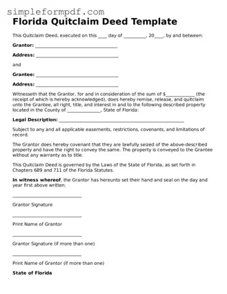 Free Quitclaim Deed Form for the State of Florida