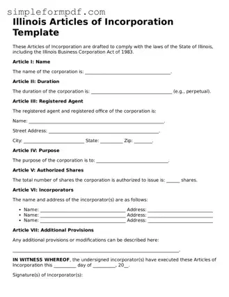 Free Articles of Incorporation Form for the State of Illinois