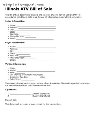 Free ATV Bill of Sale Form for the State of Illinois