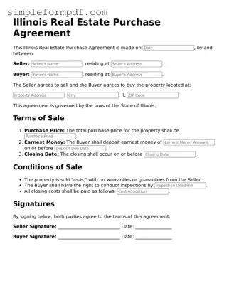 Free Real Estate Purchase Agreement Form for the State of Illinois