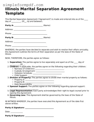 Free Marital Separation Agreement Form for the State of Illinois