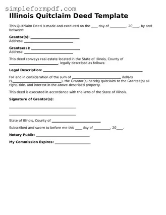 Free Quitclaim Deed Form for the State of Illinois