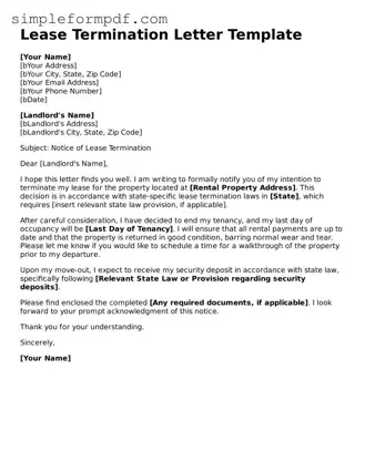 Fillable Lease Termination Letter Template