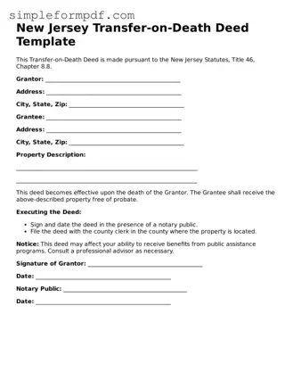 Free Transfer-on-Death Deed Form for the State of New Jersey