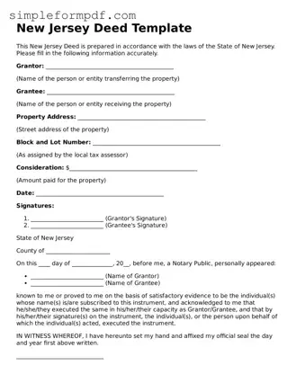 Free Deed Form for the State of New Jersey