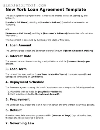 Free Loan Agreement Form for the State of New York