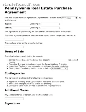 Free Real Estate Purchase Agreement Form for the State of Pennsylvania