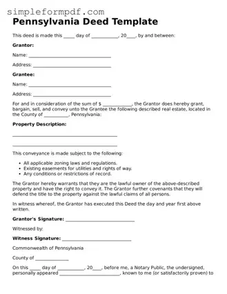 Free Deed Form for the State of Pennsylvania