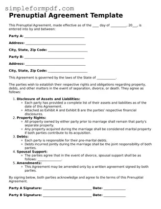 Fillable Prenuptial Agreement Template