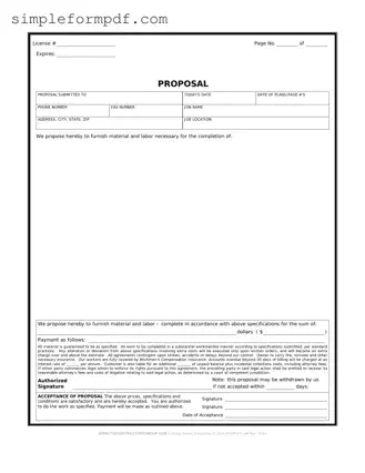 Construction proposal form PDF Form