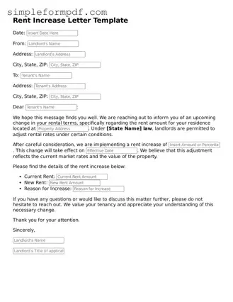 Fillable Rent Increase Letter Template