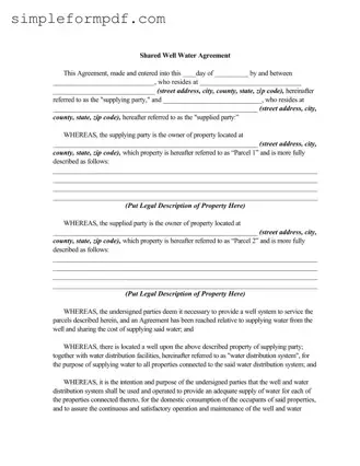 Shared Well Agreement PDF Form