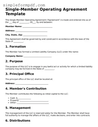 Fillable Single-Member Operating Agreement Template