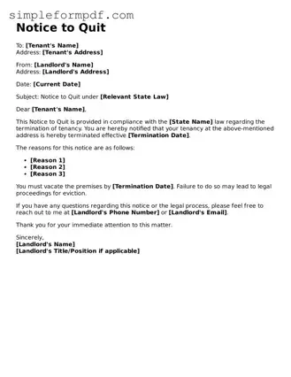 Fillable Notice to Quit Template