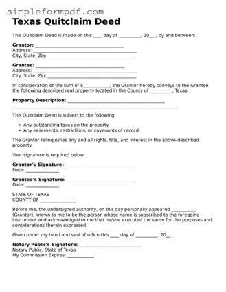 Free Quitclaim Deed Form for the State of Texas