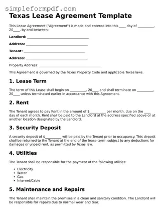 Free Lease Agreement Form for the State of Texas