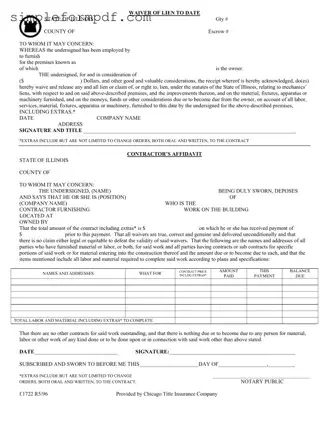 Chicago Title Waiver Format PDF Form