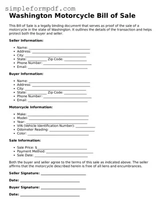 Free Motorcycle Bill of Sale Form for the State of Washington