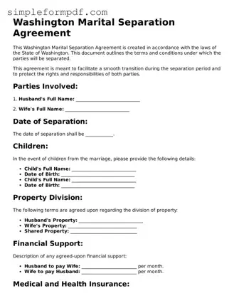 Free Marital Separation Agreement Form for the State of Washington
