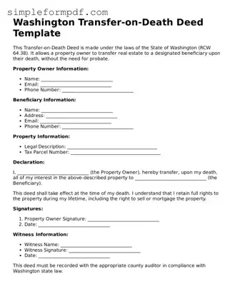 Free Transfer-on-Death Deed Form for the State of Washington