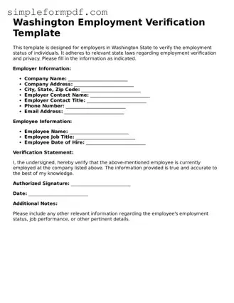 Free Employment Verification Form for the State of Washington