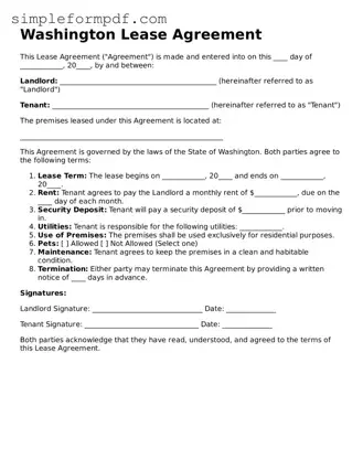 Free Lease Agreement Form for the State of Washington