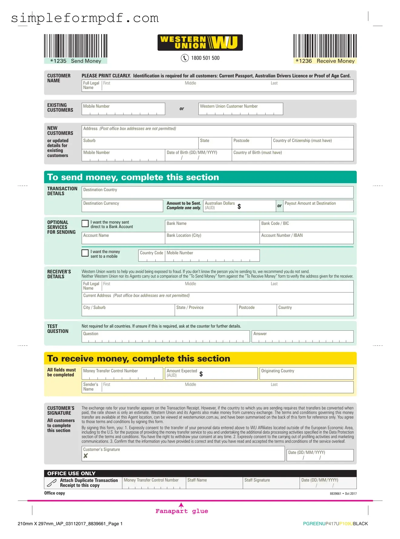 Western Union PDF Form